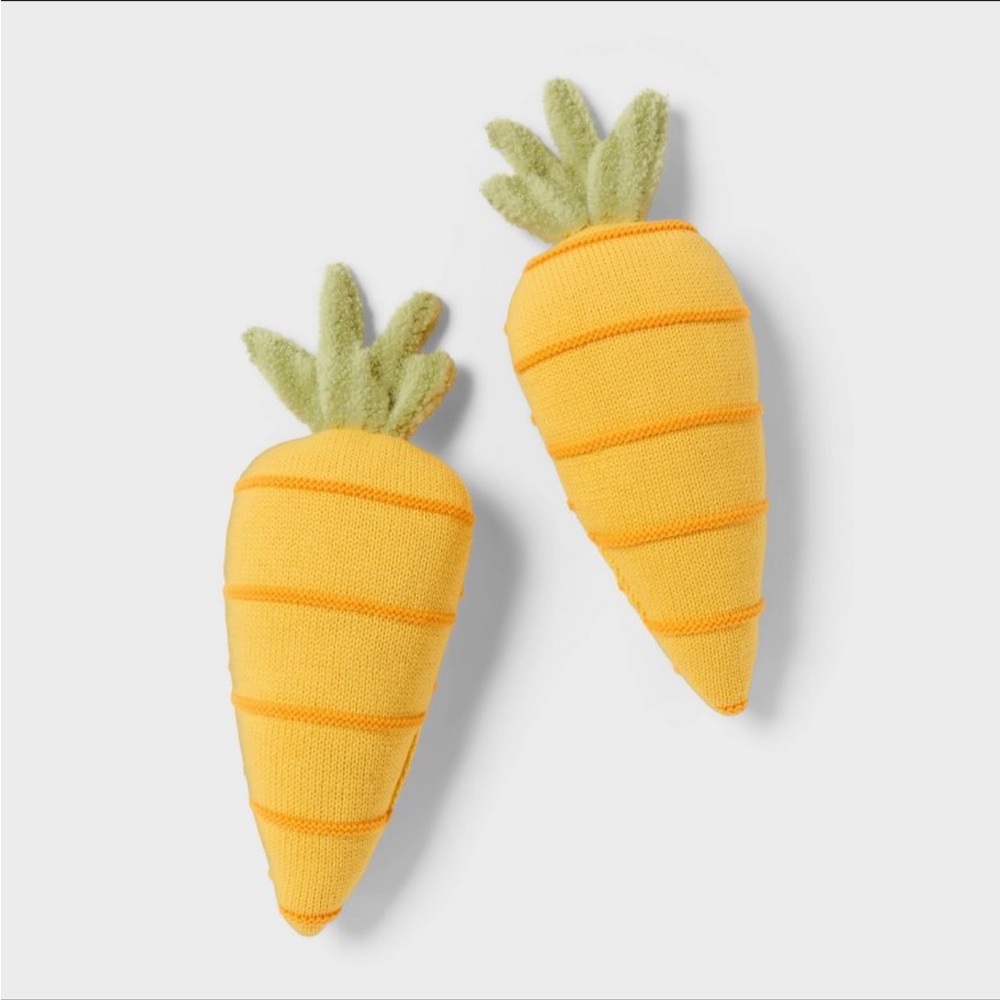 Spritz Knit Carrot Pack of 2 Easter carrot shaped pillows by Spritz
